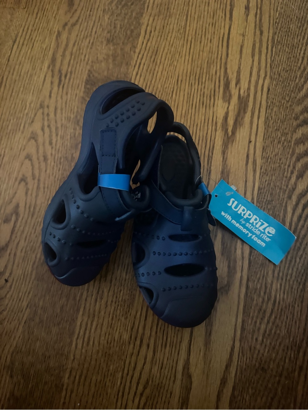 Kids' stride Rite Surprize Navy Blue Water Shoes with Easy Hook Strap. Washable
